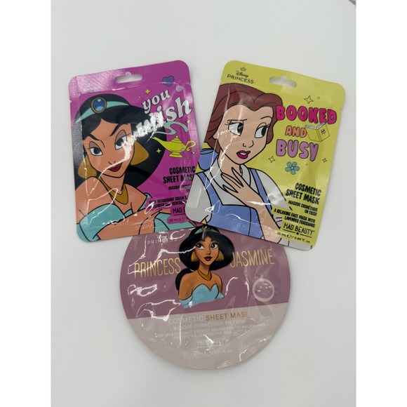 Mad Beauty Other - Disney Princess Mad Beauty Cosmetic Sheet Mask Set Jasmine Belle 3 Pack NEW